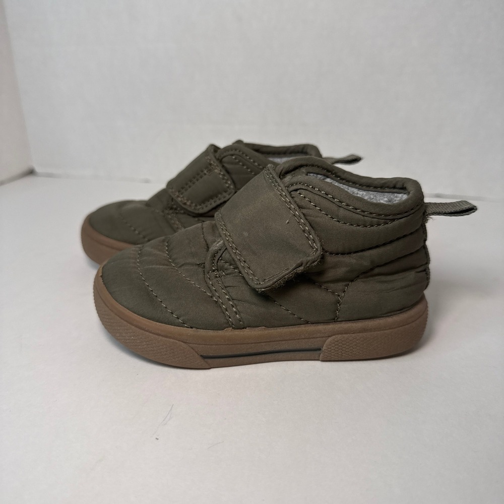 Carters Mateo Toddler Boys Olive Green Quilted High Top Sneaker Boots Size 5